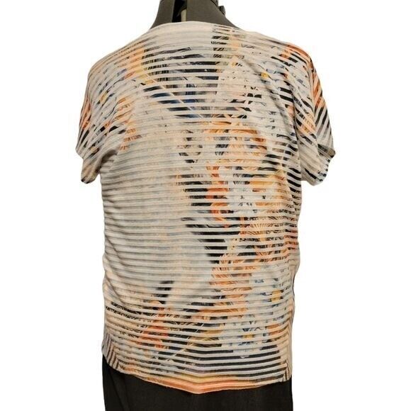 Womans Top Soft Sparkly Sheer Top Cap Sleeve Asian -  FRENCH BLUE brand L - Picture 2 of 16